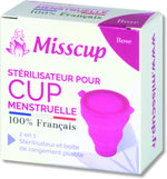 Charger l'image dans la galerie, Le stérilisateur polyvalent pour cup. Remplisser le stérilisateur d'eau, plonger la cup et 1 minute au micro-onde. Une stérilisation efficace, rapide, nomade et transportable. Boite stérilisateur